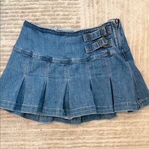 Wild Fable Blue Denim Mini Skirt with Buckles